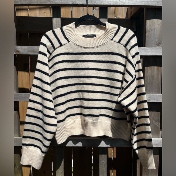 Olivaceous Sweaters - Olivaceous Striped Cropped Sweater